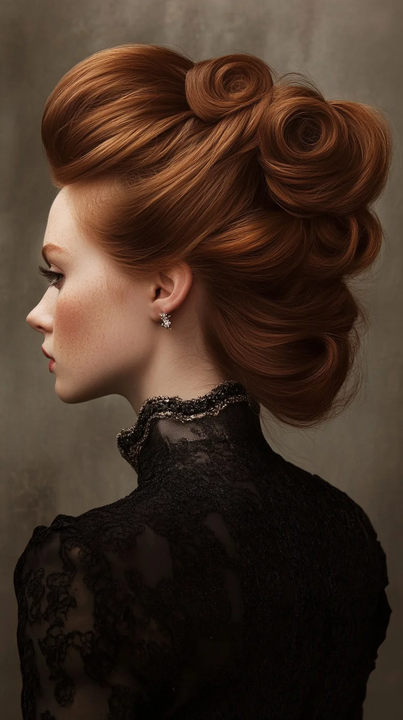Elegant Vintage Updo: Timeless Glamour with Lush, Sculpted Rolls
