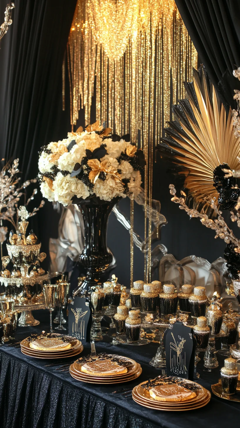 Elevate Your Celebrations with Opulent Black and Gold Glam Decor