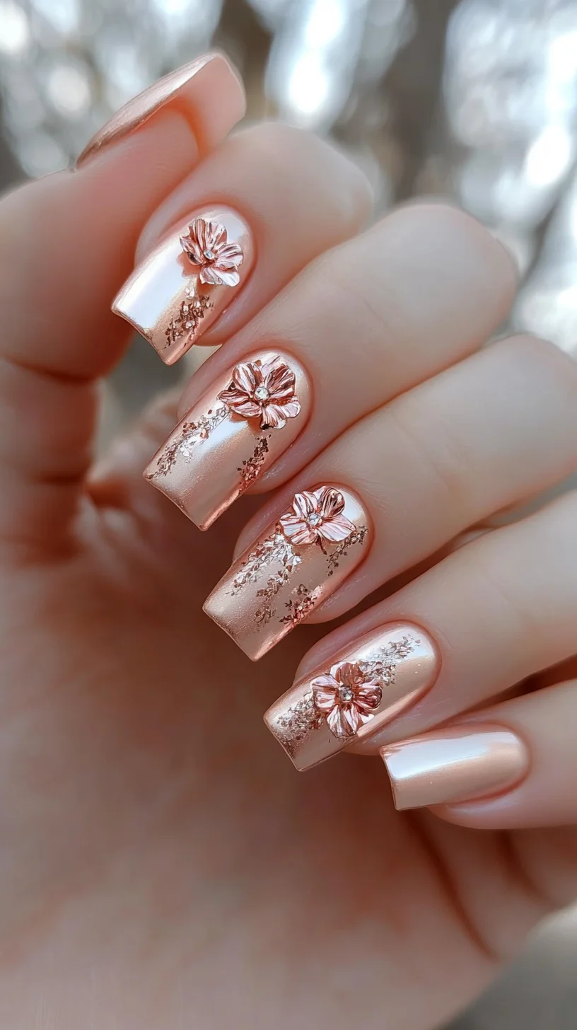 Elevate Your Elegance with Rose Gold Floral Nail Art
