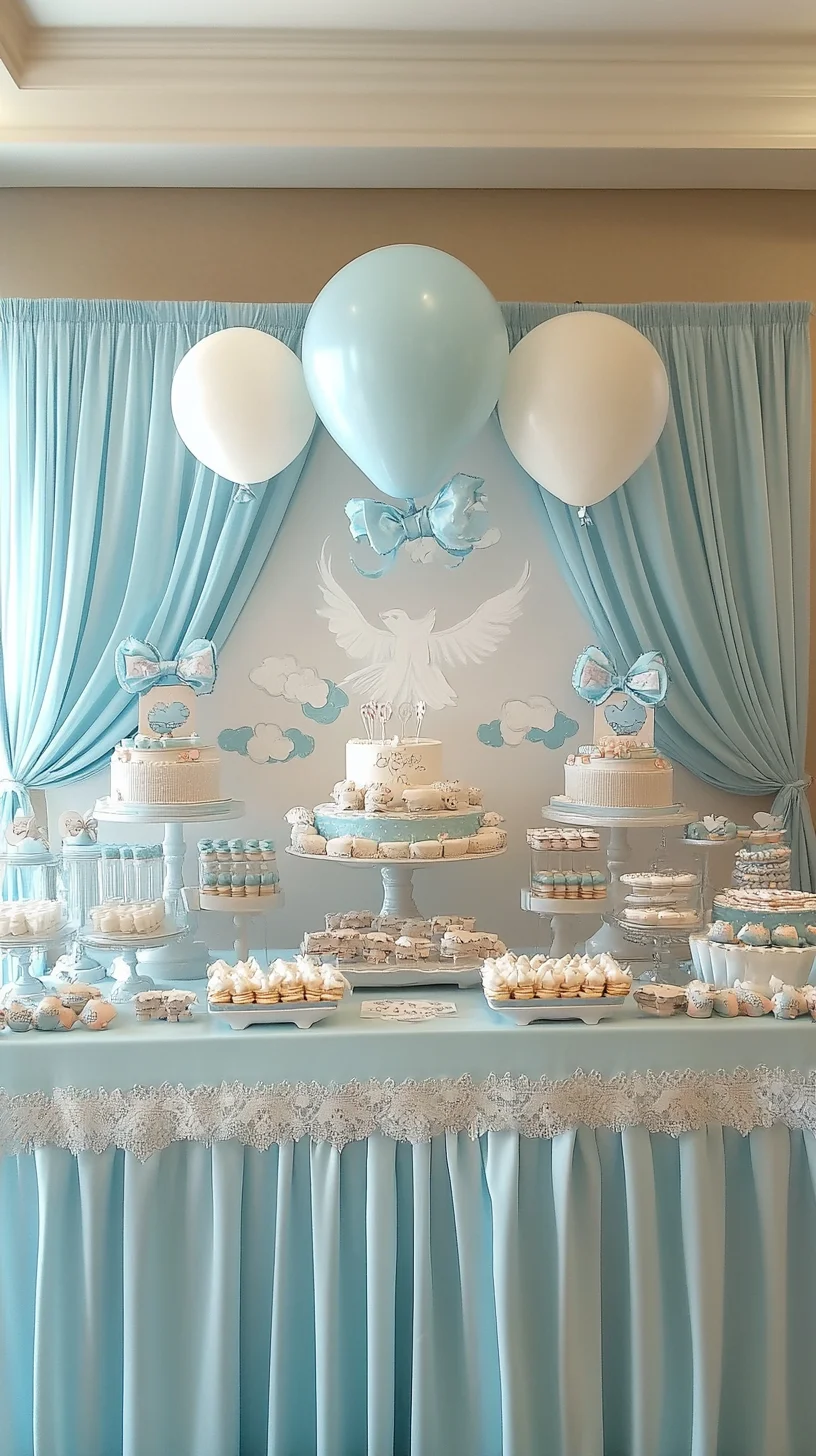 Elevate Your Event with Serene Sky-Inspired Cake Table Decor