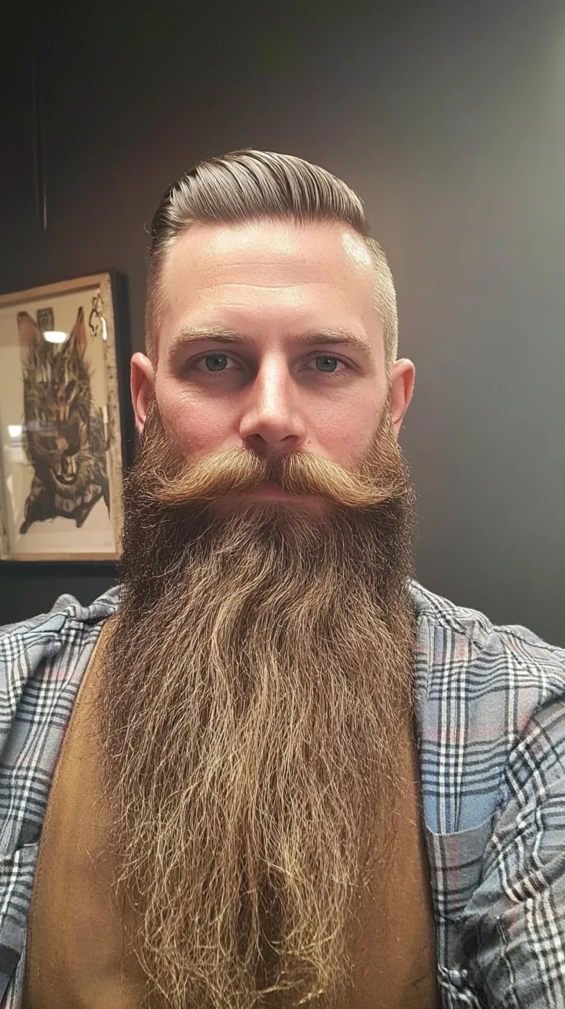 Elevate Your Look: The Bold and Refined Full Beard with Stylish Moustache
