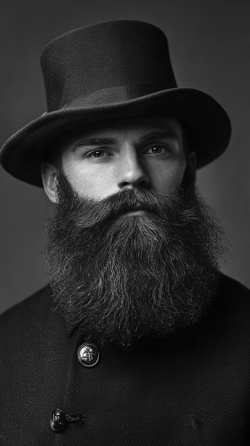 Elevate Your Look: The Majestic Full Beard with Classic Hat Elegance