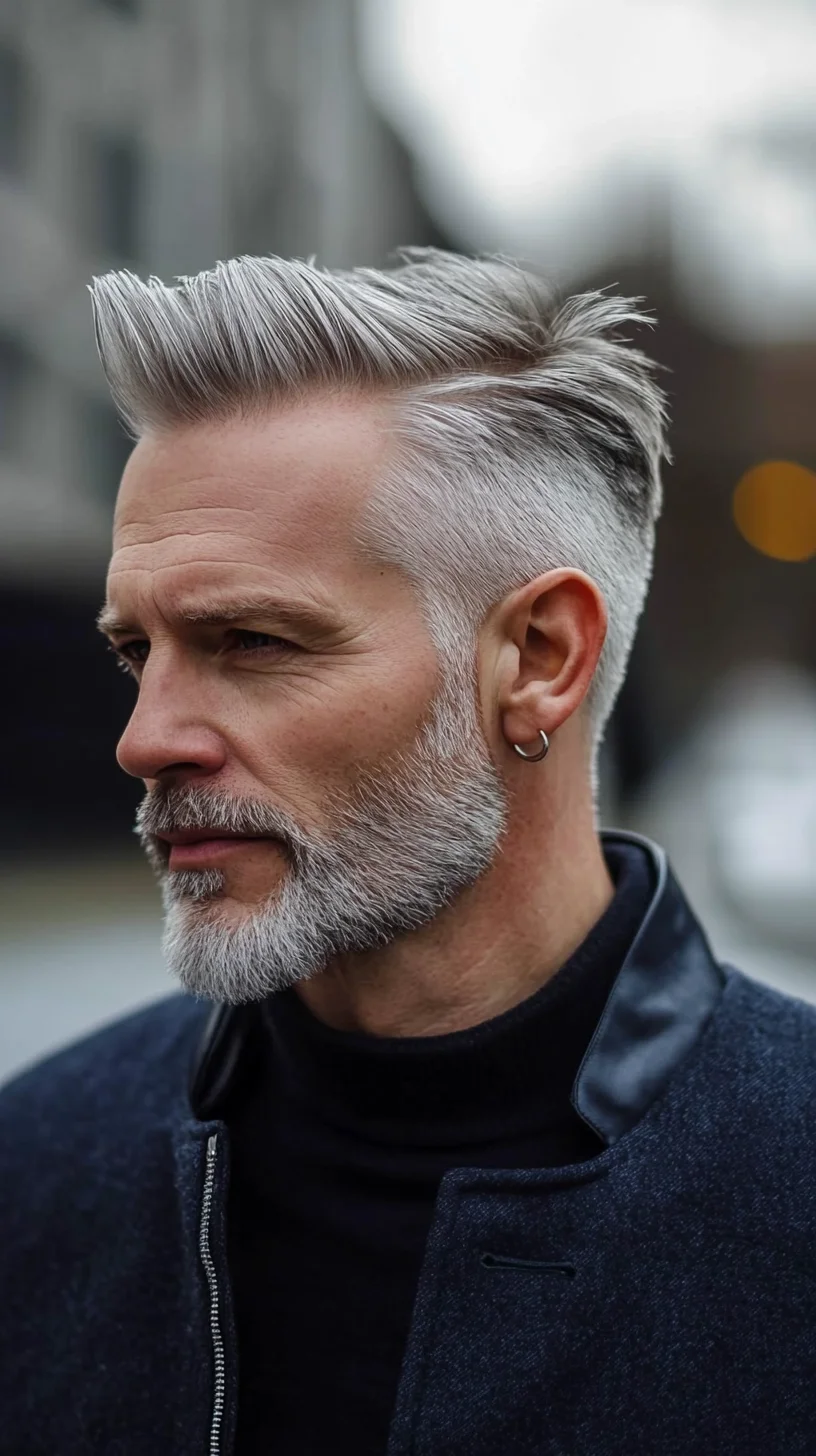 Elevate Your Look with Chic Silver Hair and a Modern Beard