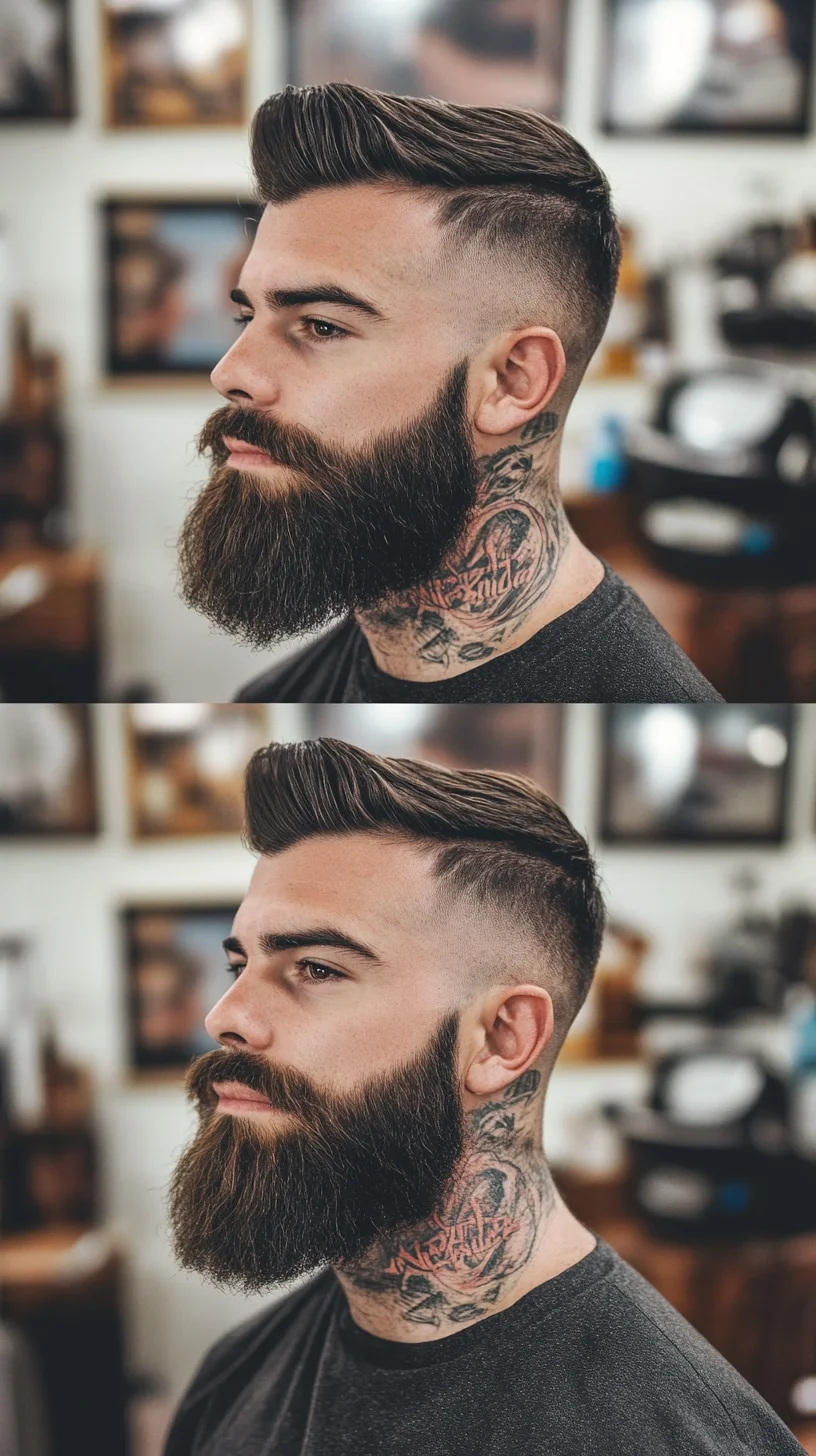 Elevate Your Look with this Boldly Sculpted Full Beard and Taper Fade