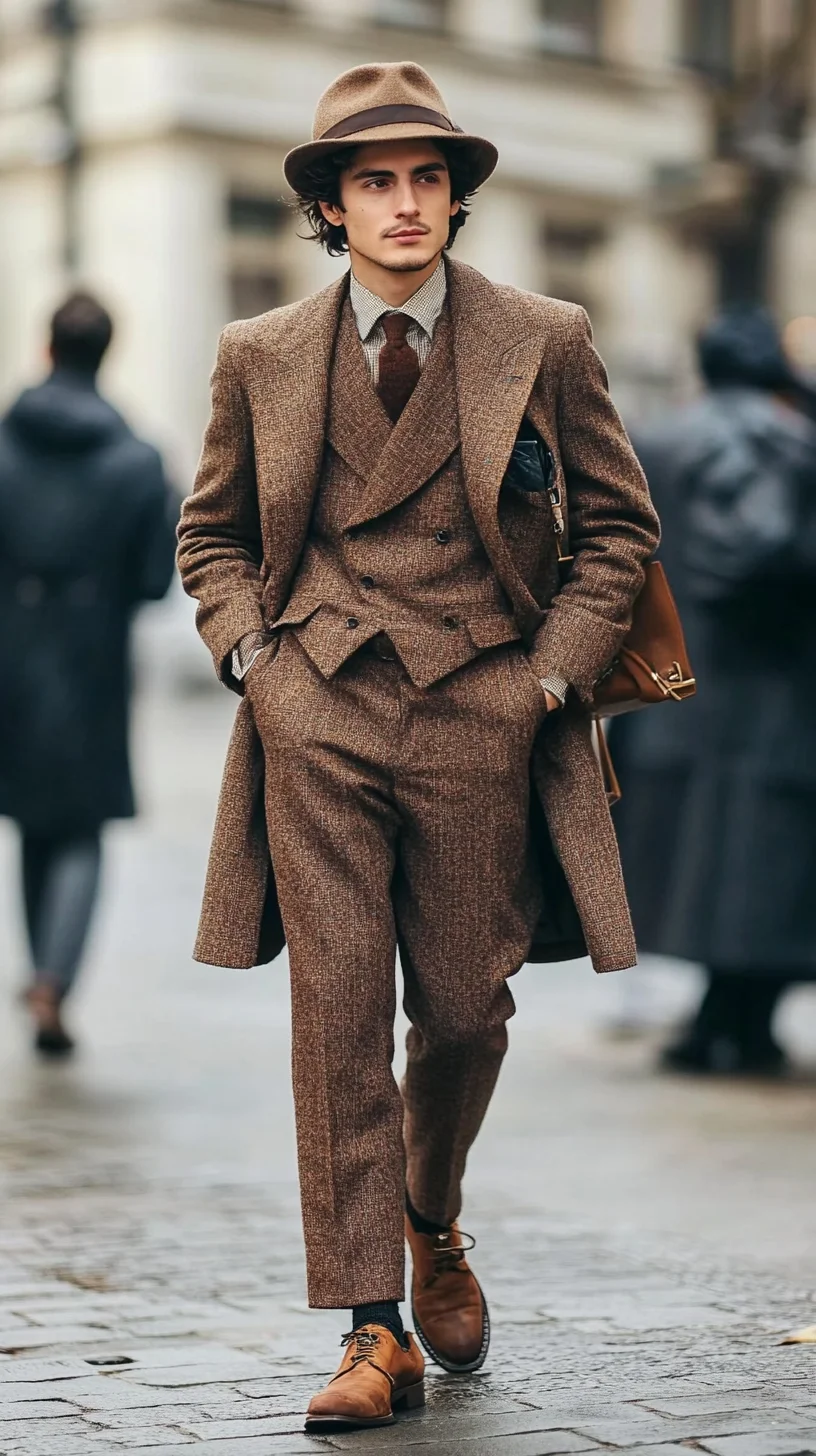 Elevate Your Wardrobe: Timeless Brown Tweed Ensemble for Modern Elegance