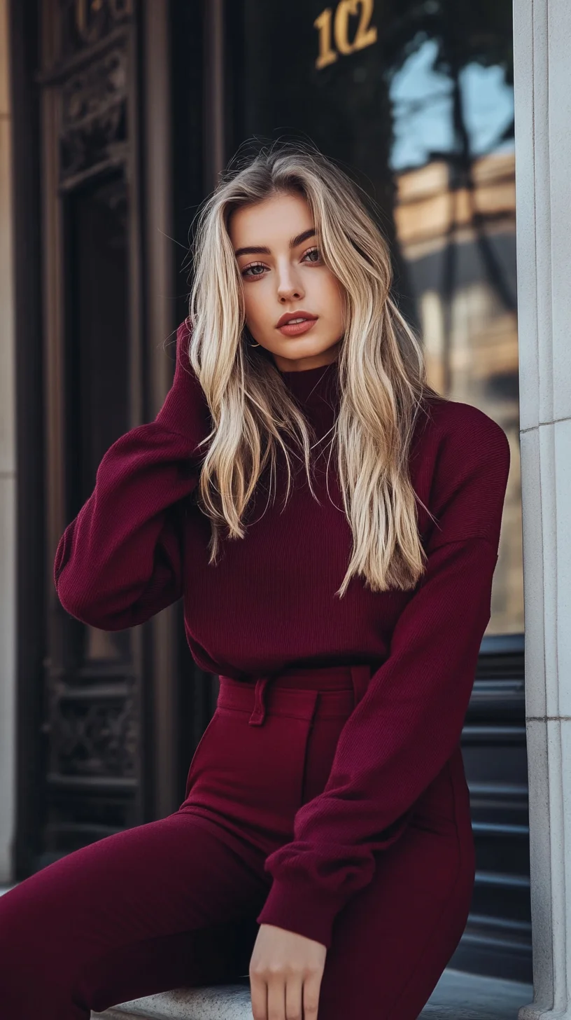 Elevate Your Wardrobe with a Chic Monochrome Burgandy Ensemble