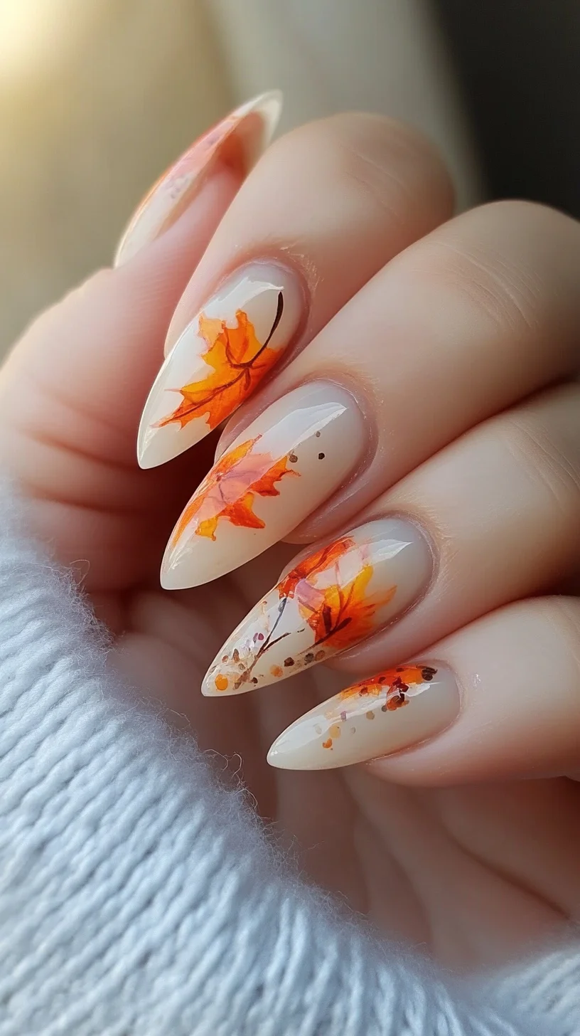 Embrace Autumn Elegance with Autumn-Inspired Leaf Nail Art