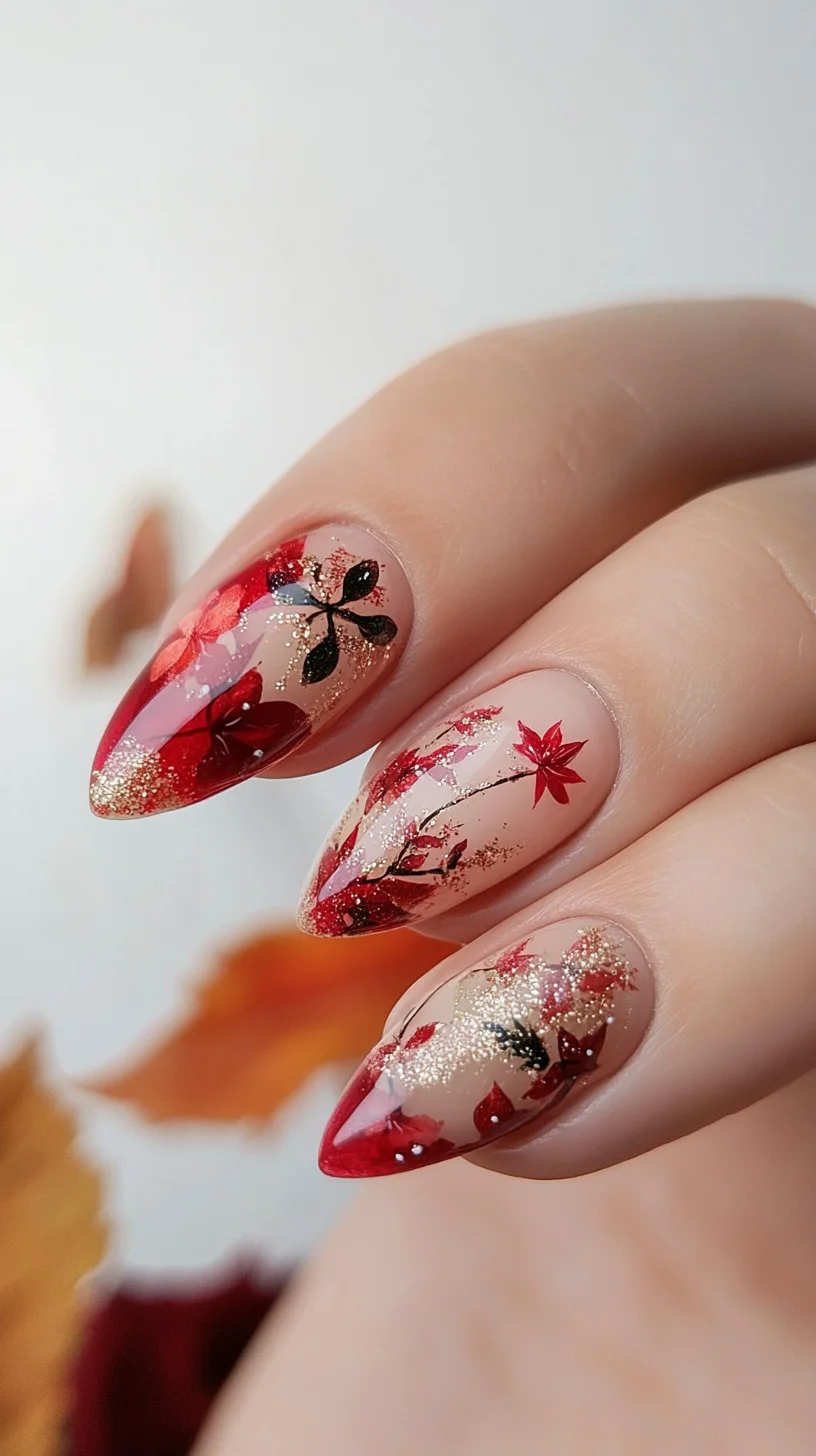 Embrace Autumn Elegance with Stunning Floral Nail Art