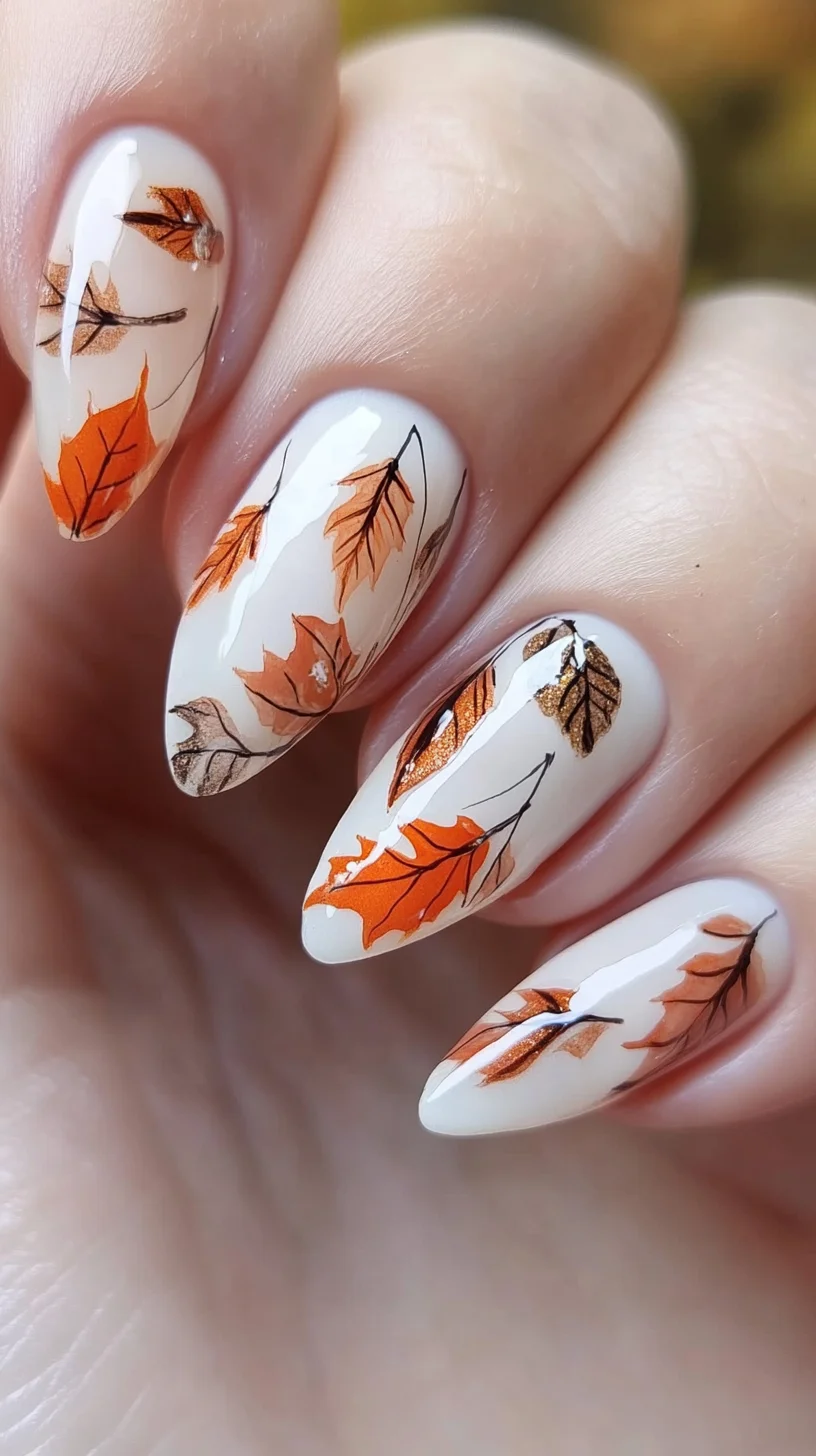 Embrace Autumn Elegance with Stunning Leaf-Embellished Nail Art