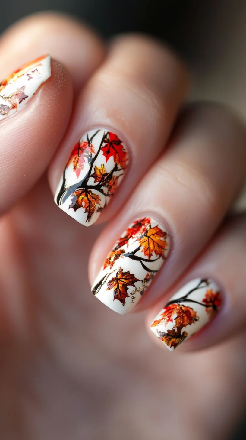 Embrace Autumn Elegance with Vibrant Leaf-Inspired Nail Art