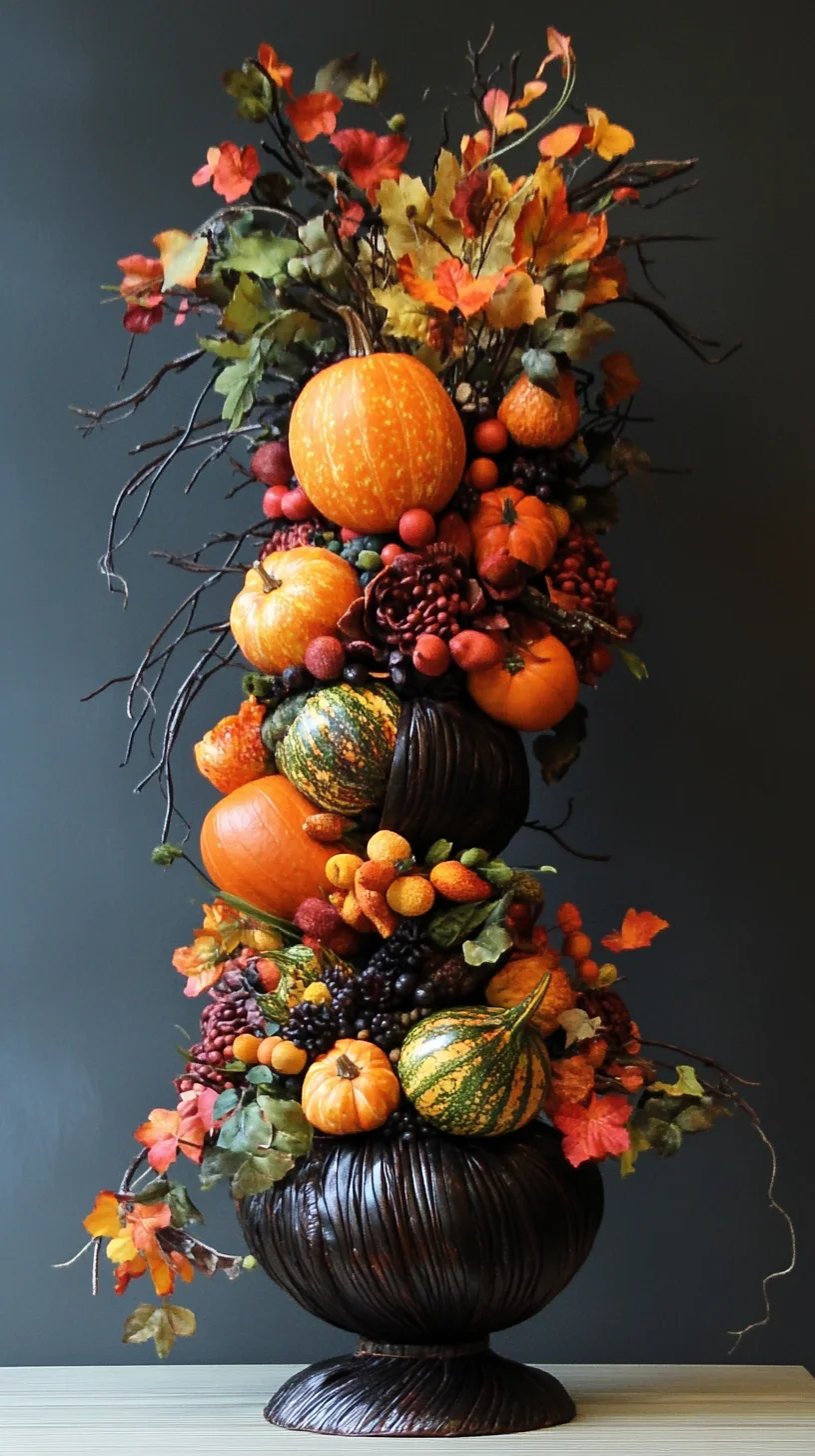 Embrace Autumn Vibes: Tall Harvest Centerpiece for Cozy Elegance