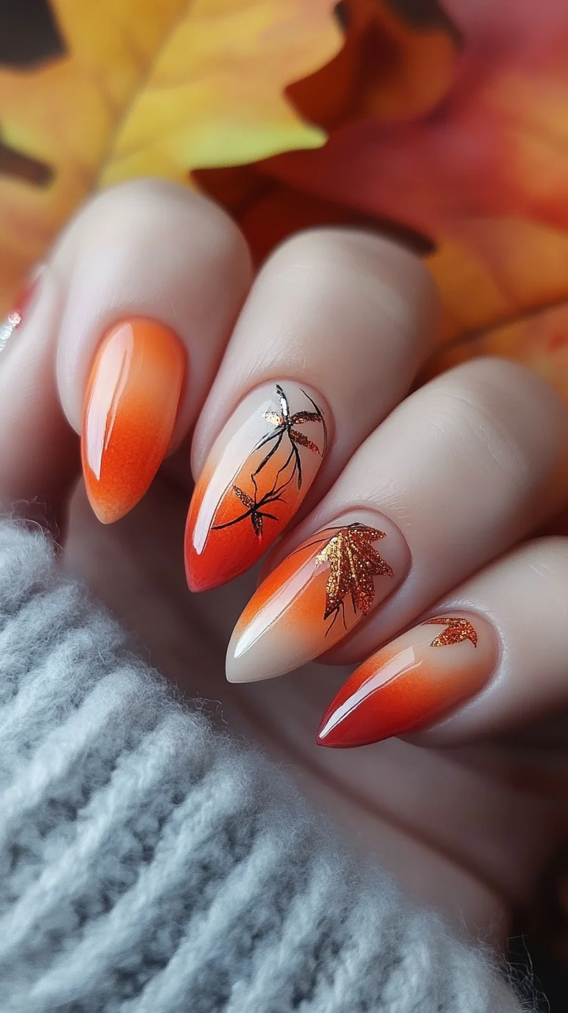 Embrace Autumn Vibes with Stunning Ombre Pumpkin Nail Art