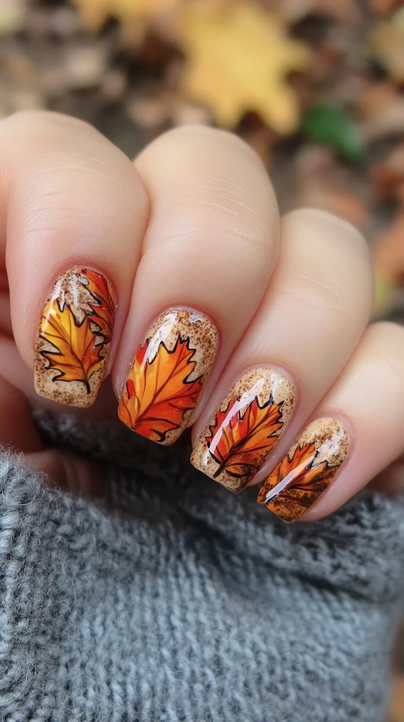 Embrace Autumn with Stunning Leafy Nail Art: A Perfect Fall Aesthetic