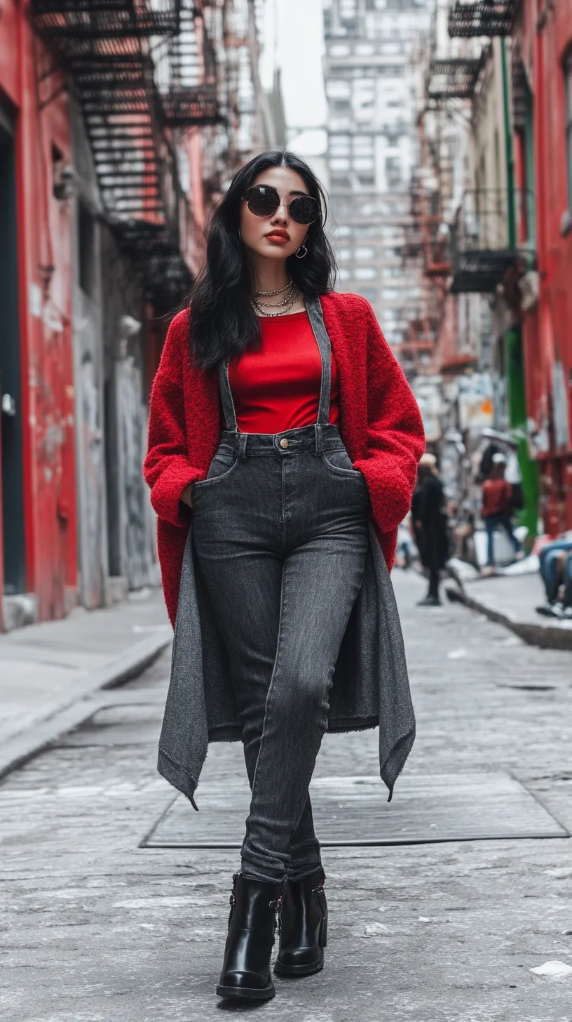 Embrace Bold Contrasts: Chic Layering Meets Edgy Denim