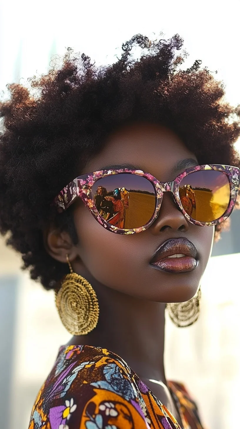 Embrace Bold Elegance: The Chic Curly Afro with Stylish Accessories