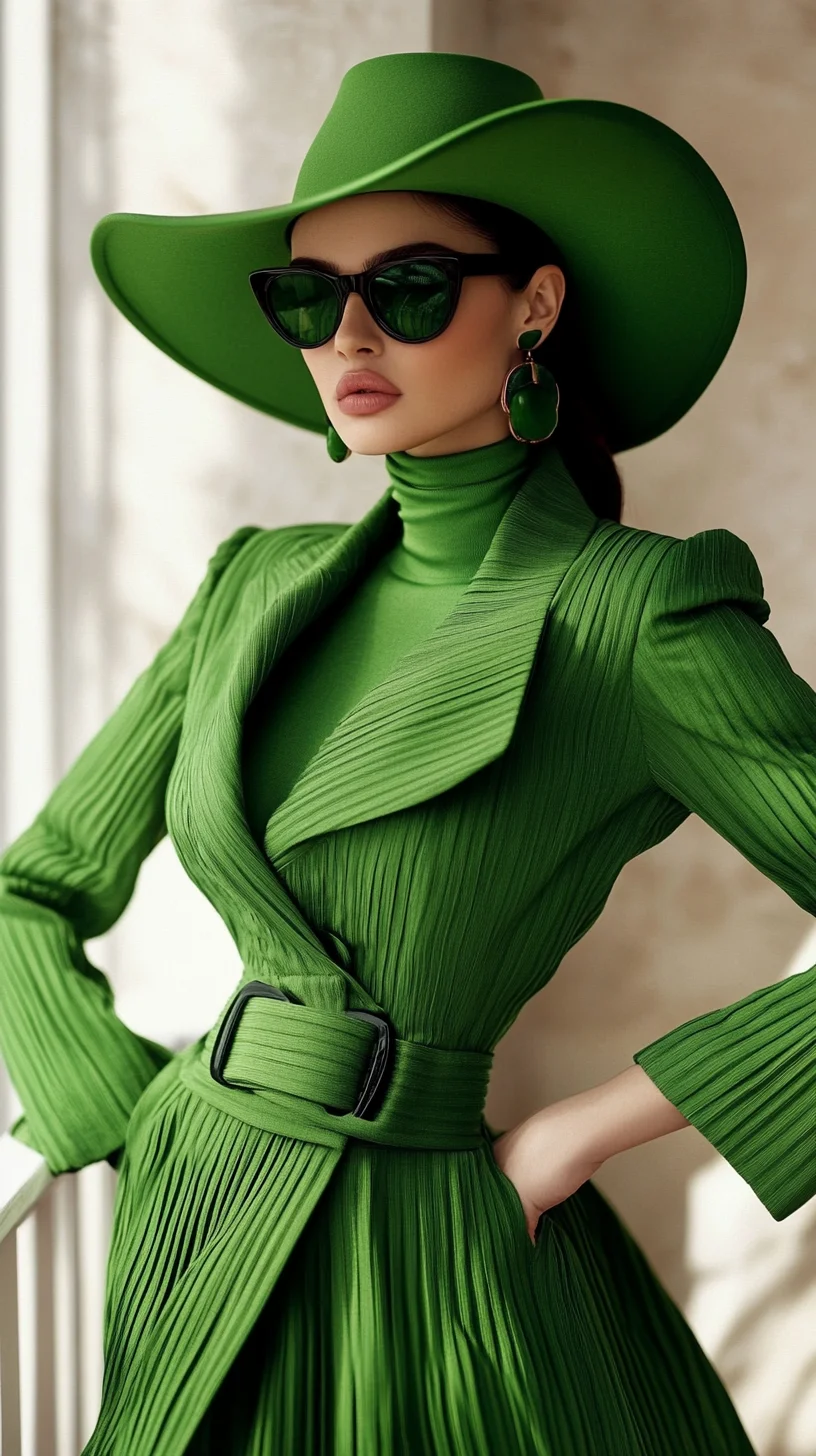 Embrace Bold Elegance with Vibrant Green Monochrome Fashion