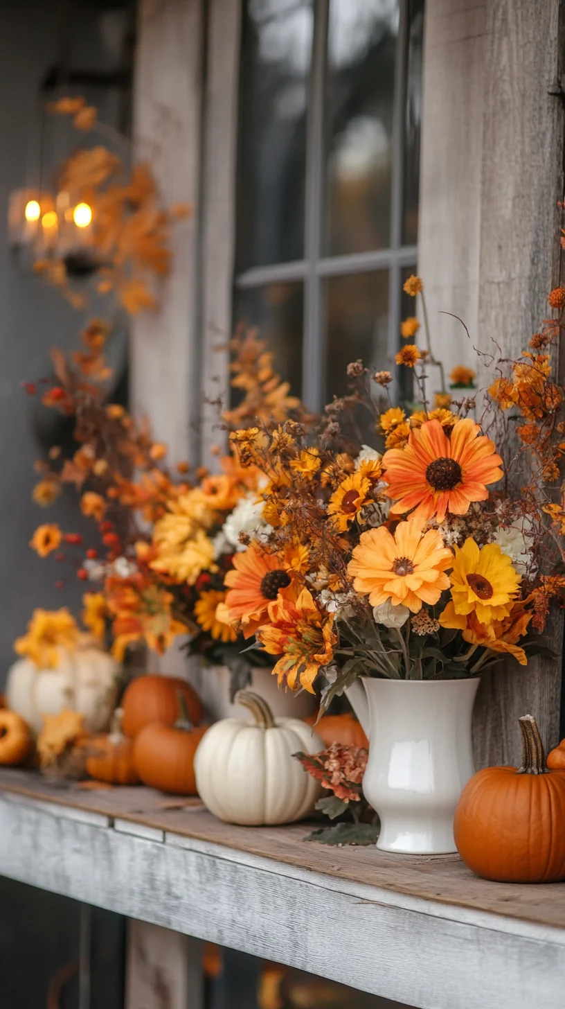 Embrace Cozy Autumn Vibes with Lush Floral Arrangements and Warm Pumpkins