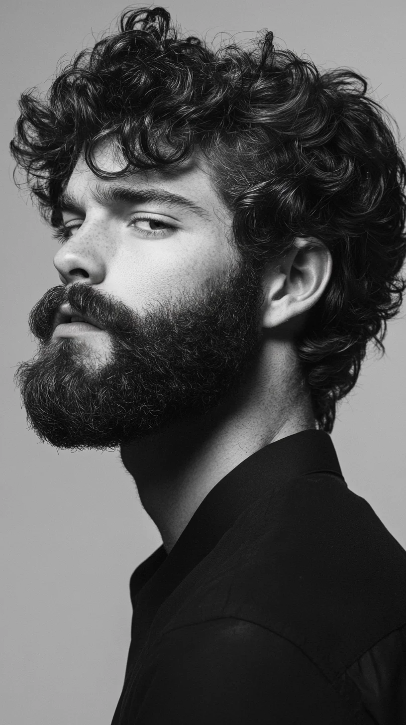 Embrace Effortless Charm with Textured Curls and a Bold Beard