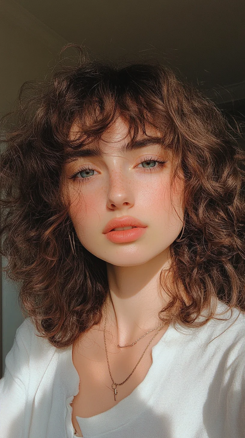 Embrace Effortless Glam with Luscious Curly Layers and Bangs