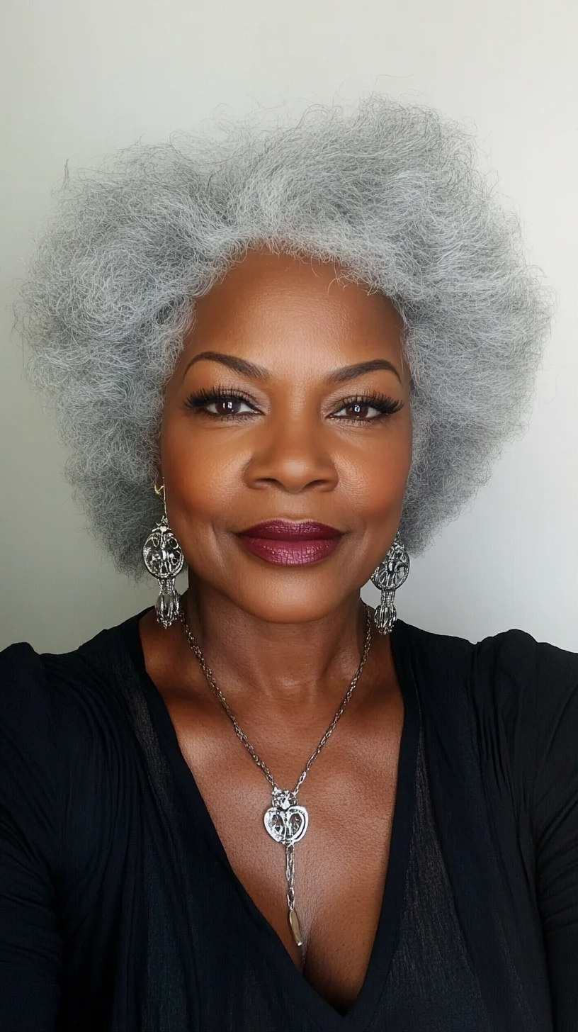 Embrace Elegance: The Bold Silver Afro That Commands Attention