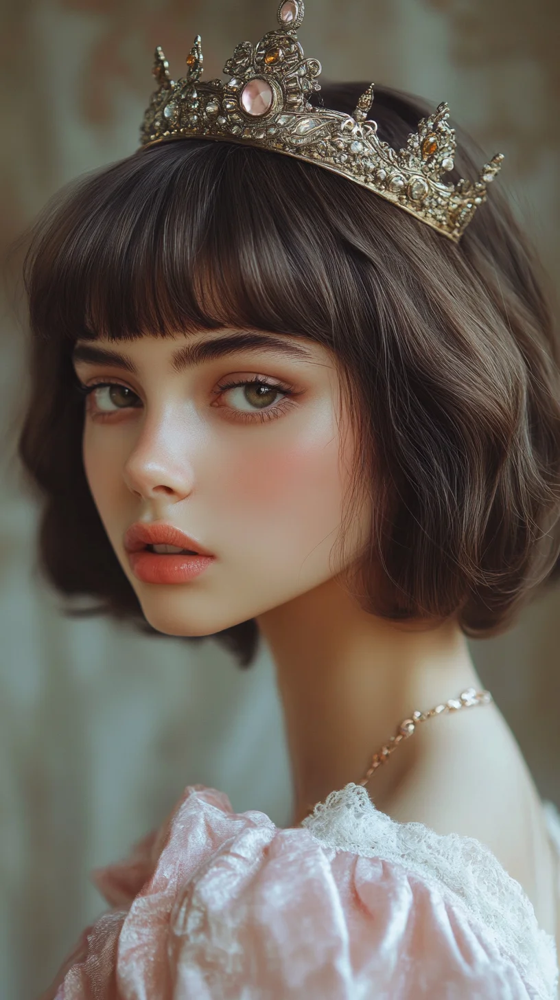 Embrace Elegance: The Charming Curly Bob with Regal Accents