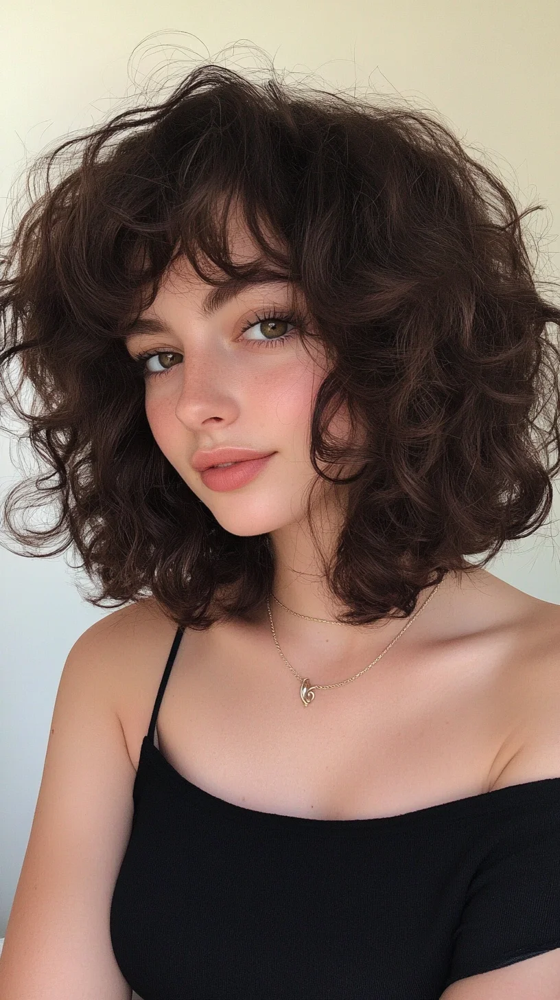 Embrace Elegant Volume: The Effortless Curly Bob with Fringe