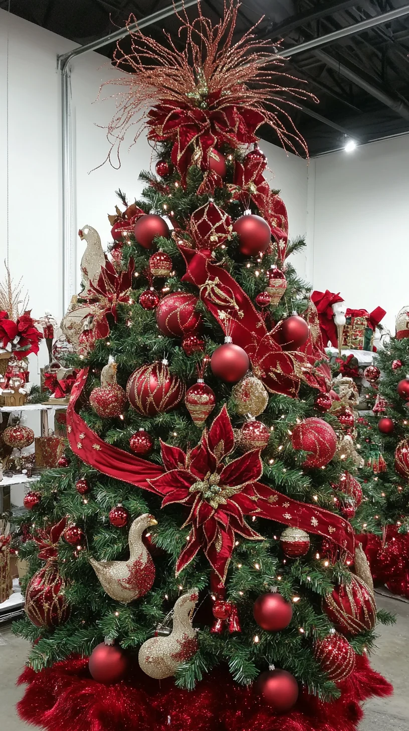 Embrace Festive Elegance with a Glamorous Red and Gold Christmas Tree