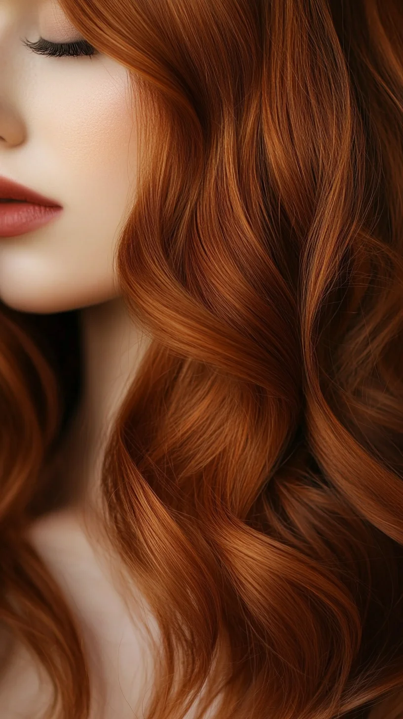 Embrace Luscious Waves: The Allure of Glossy Copper-Toned Curls