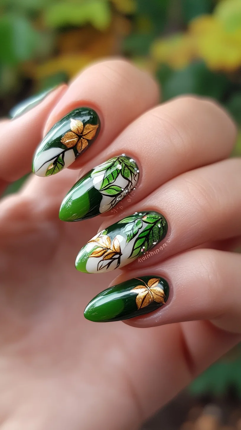 Embrace Nature: Captivating Green Floral Nail Art for a Chic Look