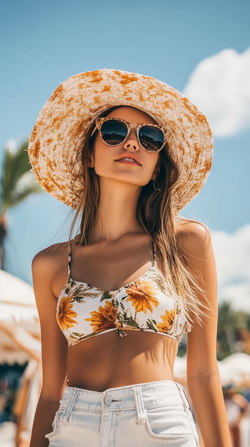 Embrace Sun-Kissed Vibes with This Floral Bikini and Straw Hat Combo