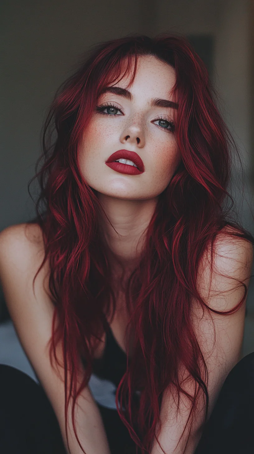 Embrace the Bold: Flawlessly Flowy Red Waves with Chic Fringes