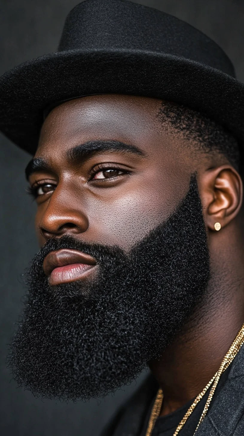 Embrace the Bold: The Full, Thick Beard with Defined Lines and Elegant Charm