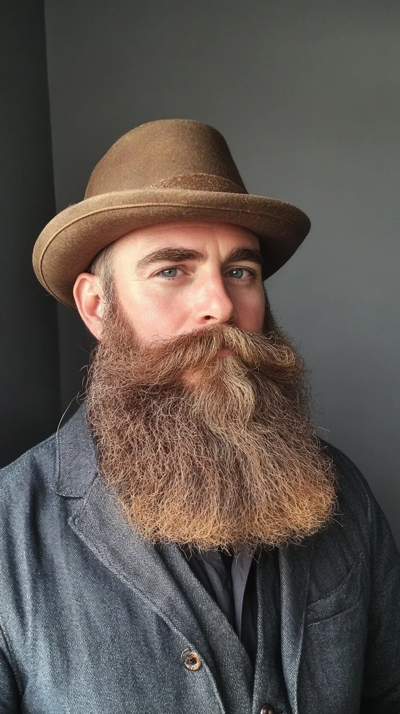 Embrace the Bold: The Majestic Full Beard with Classy Hat Combination