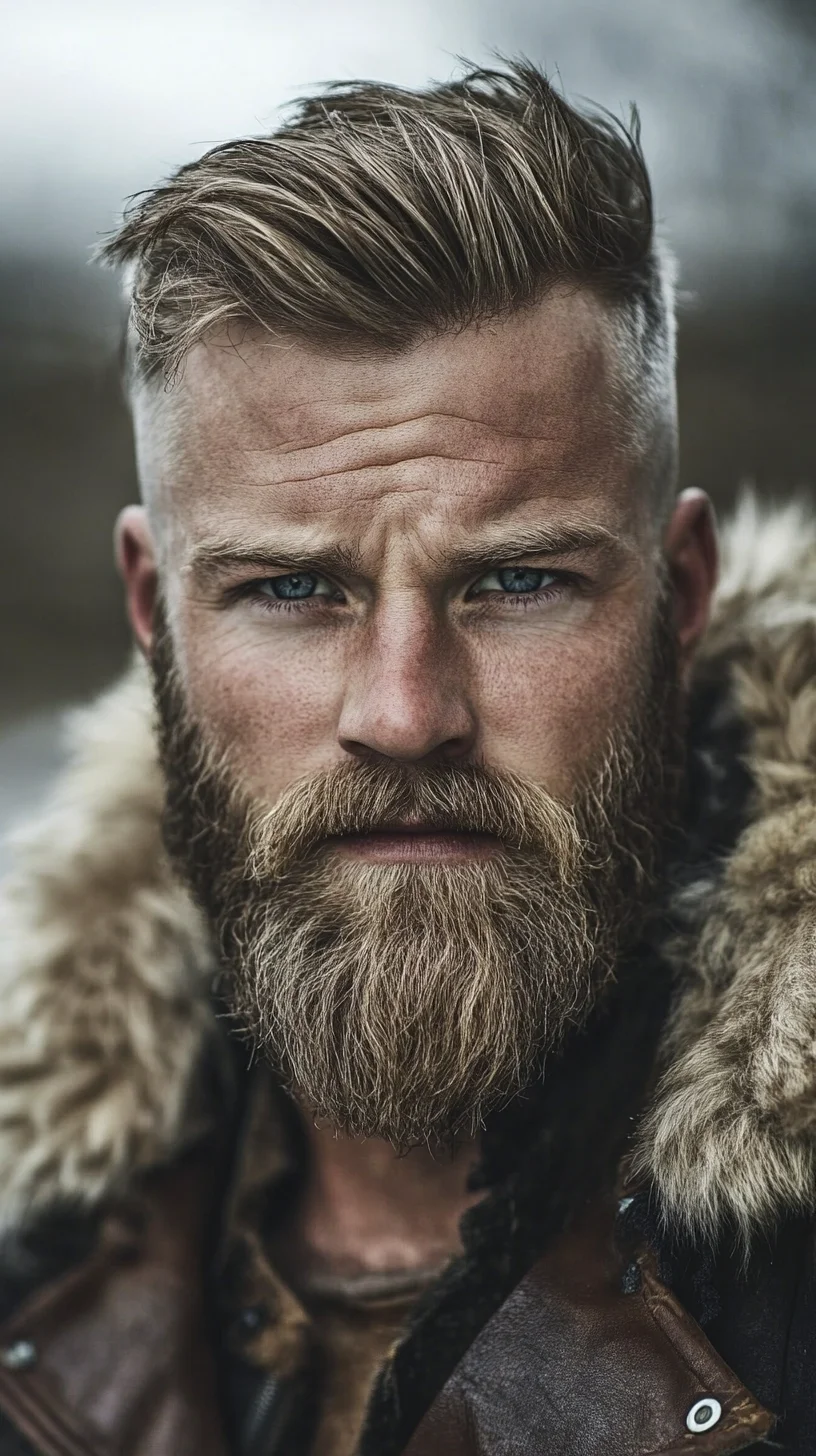 Embrace the Bold: The Ruggedly Handsome Full Beard with Tapered Fade