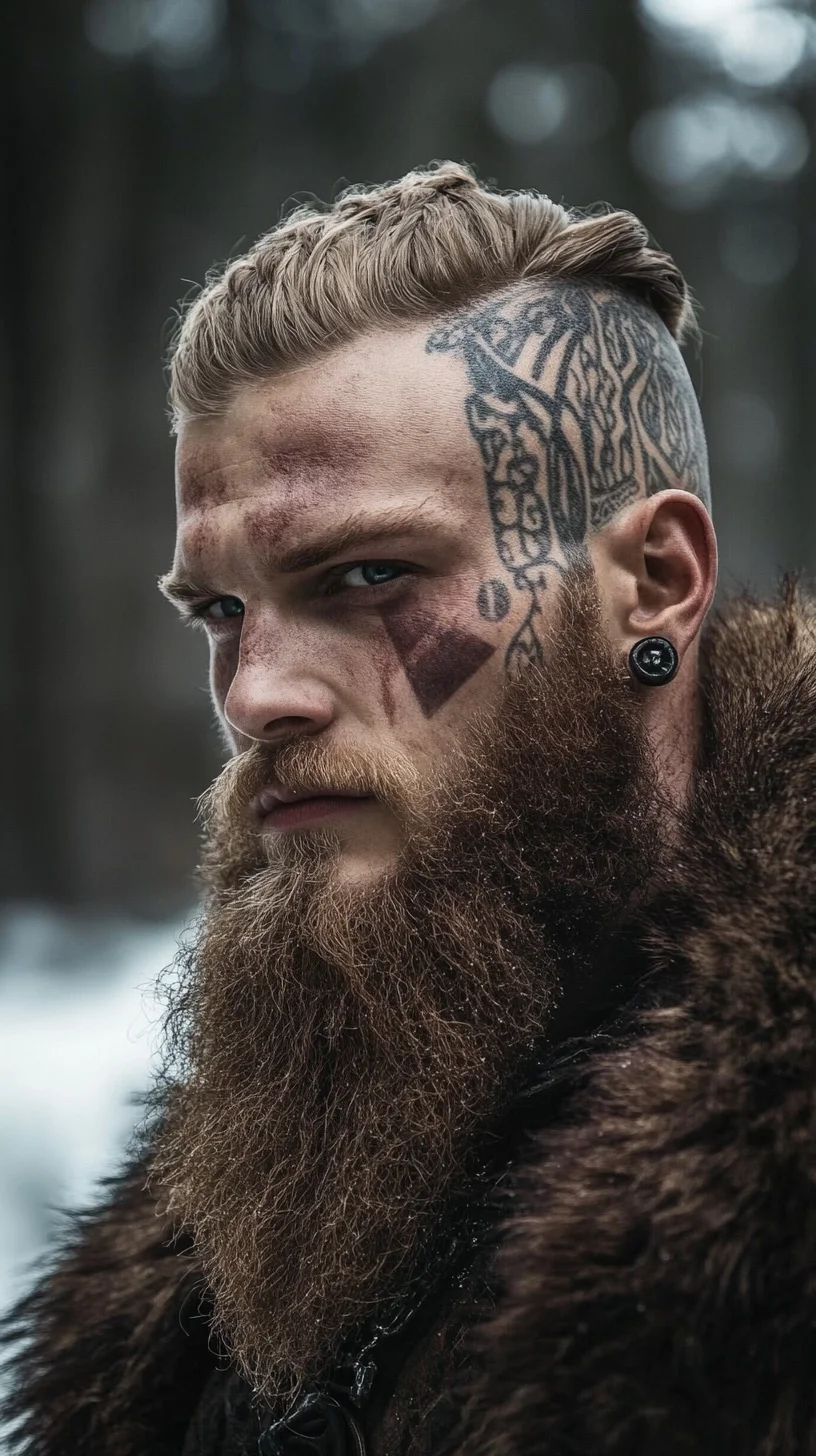 Embrace the Bold: The Viking-Inspired Full Beard with Intricate Details