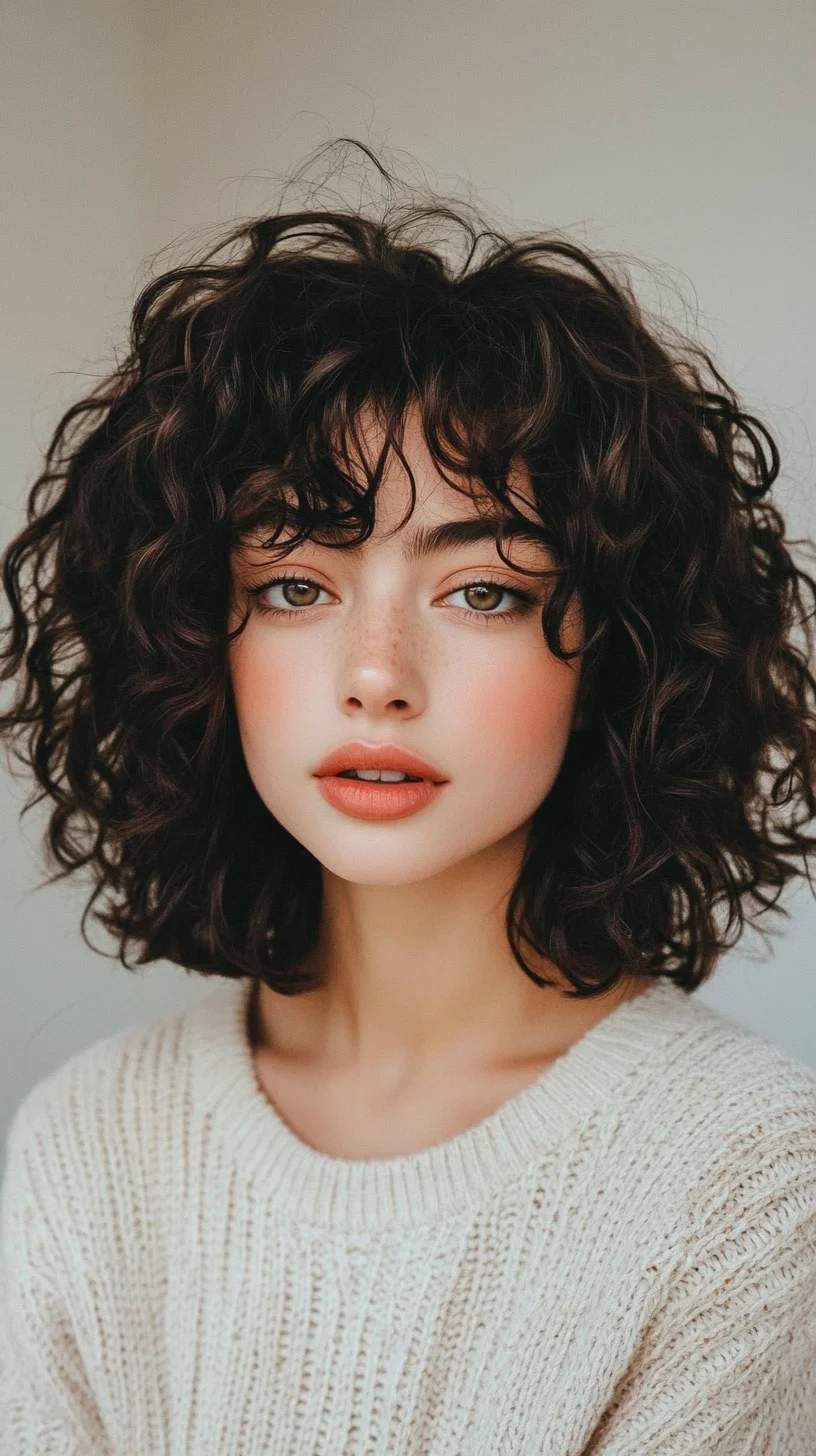 Embrace the Bounce: The Effortlessly Chic Curly Bob with Fringe