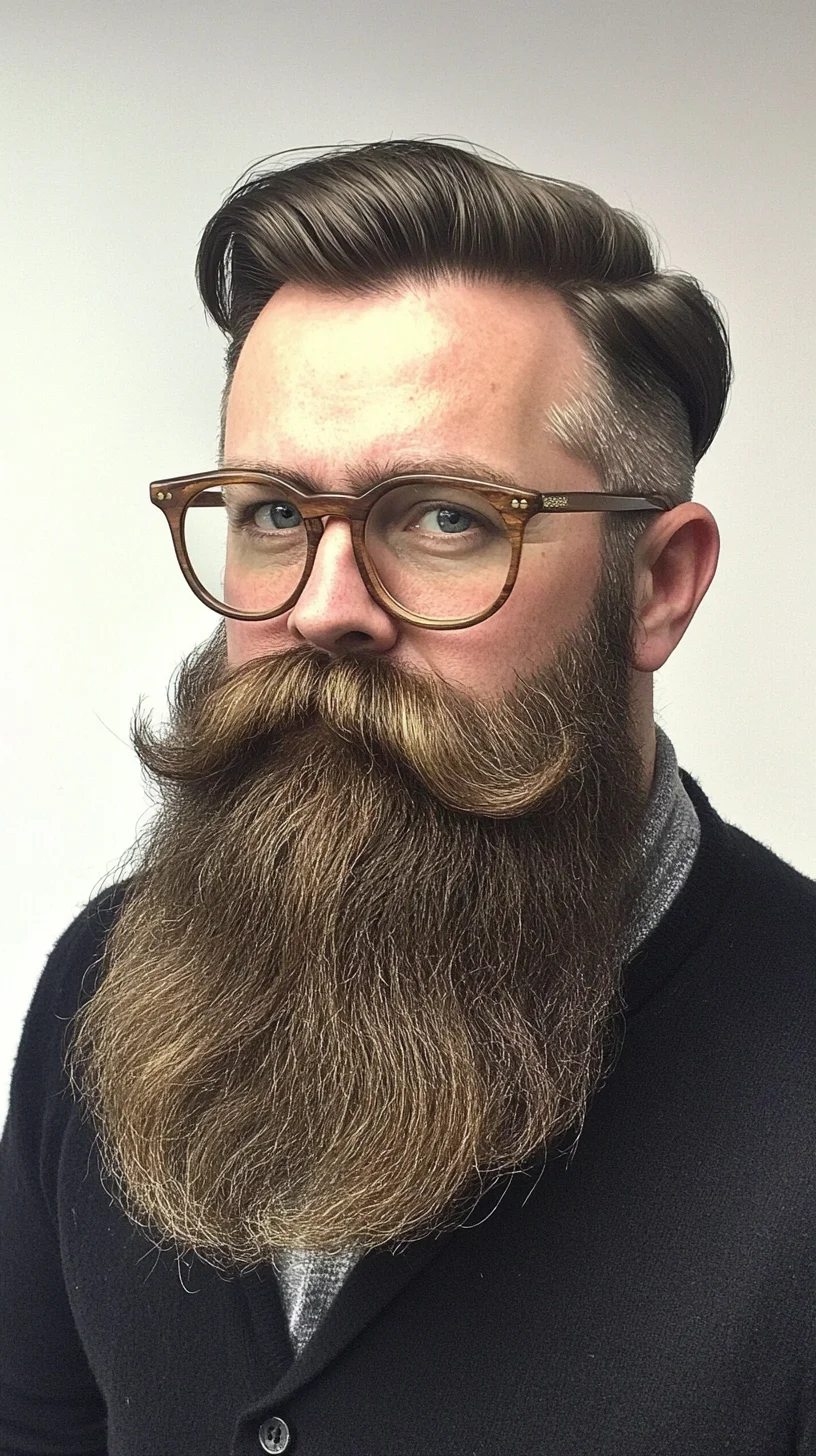 Embrace the Distinguished Full Beard with Twisted Moustache Charm
