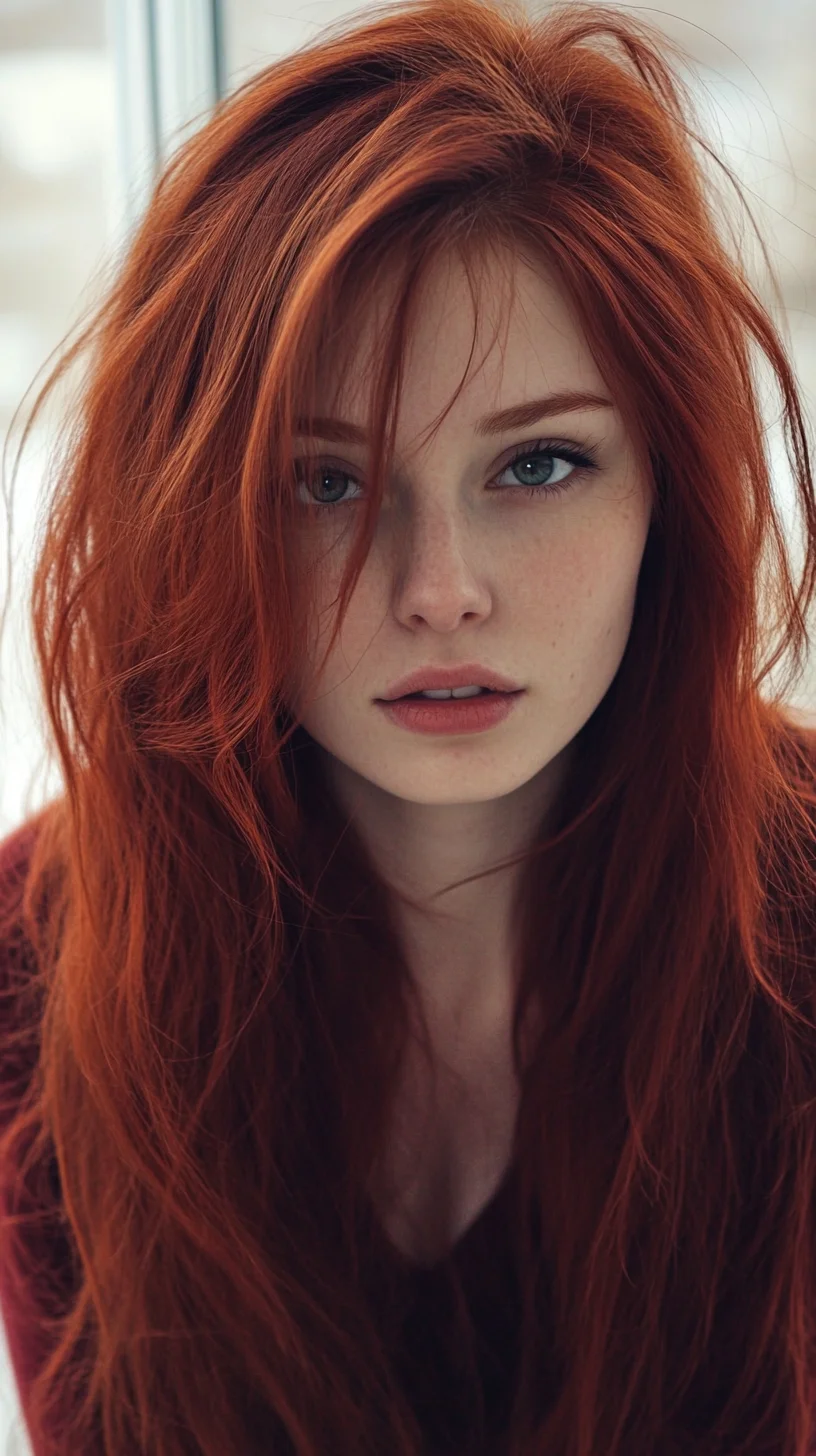 Embrace the Effortlessly Tousled Waves: A Bold Red Hair Statement