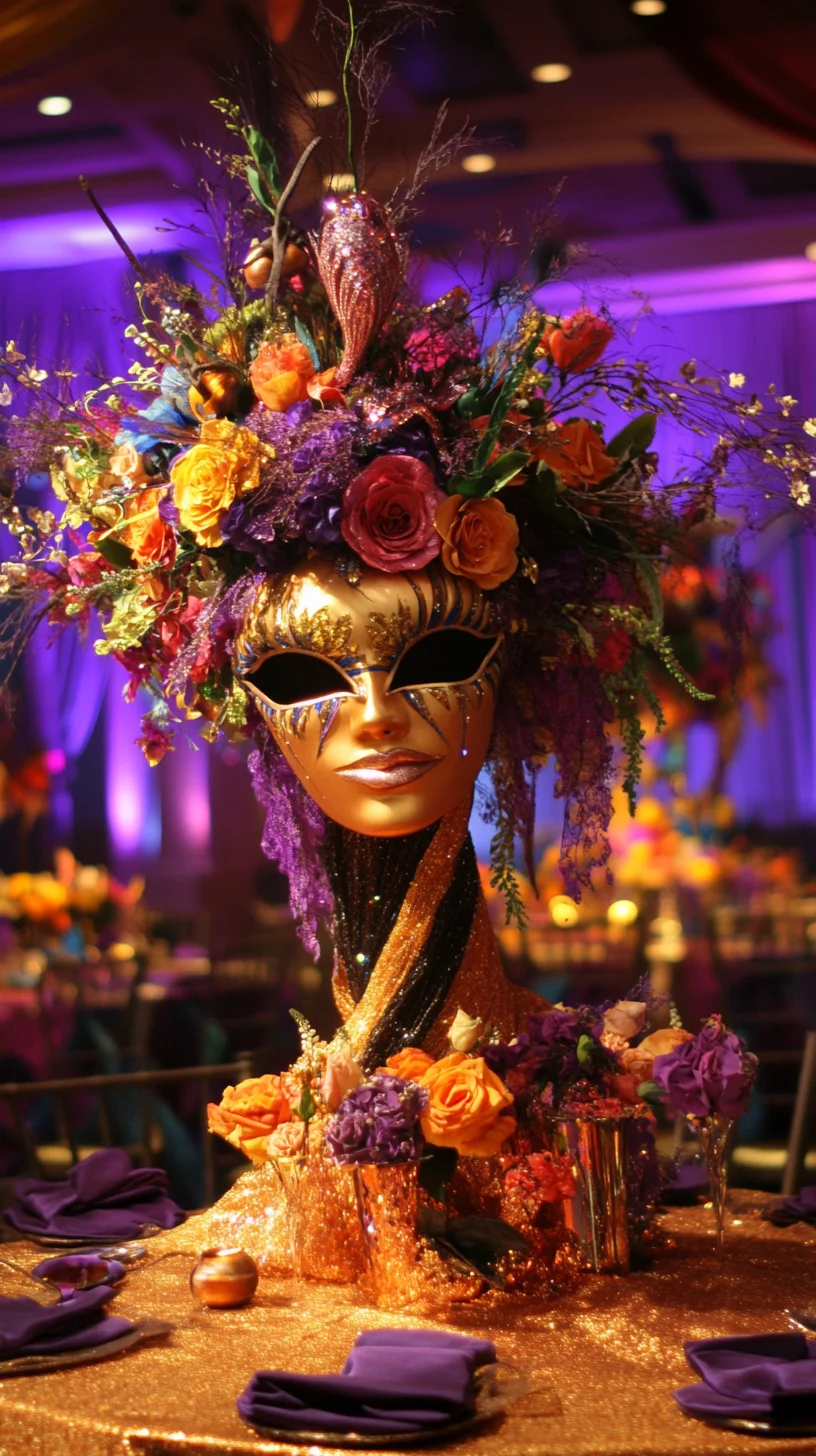 Embrace the Glamour: Jazz Up Your Space with Vibrant Floral Mask Centerpieces