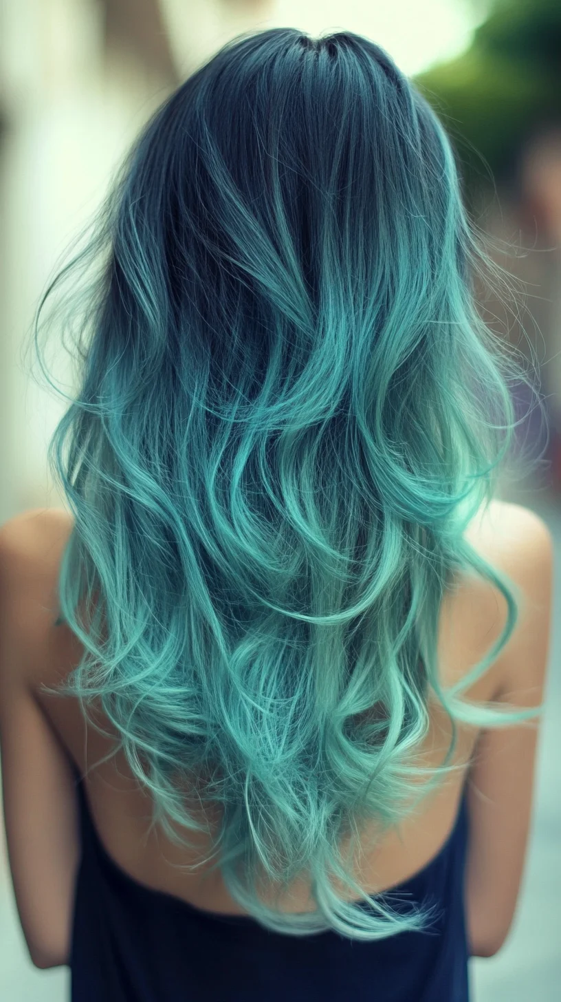 Embrace the Ocean: Effortlessly Wavy Mermaid Hair with a Bold Aqua Ombre