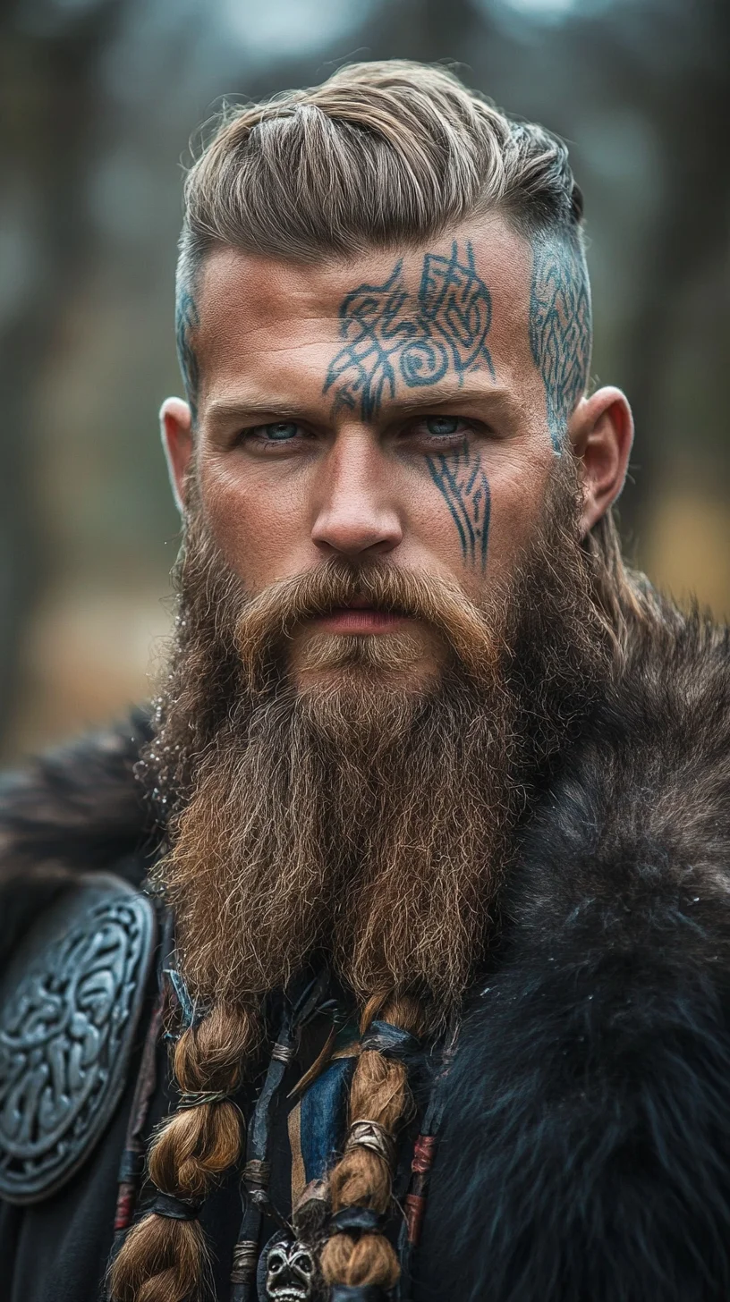 Embrace the Viking Aesthetic: Bold Beard with Intricate Details