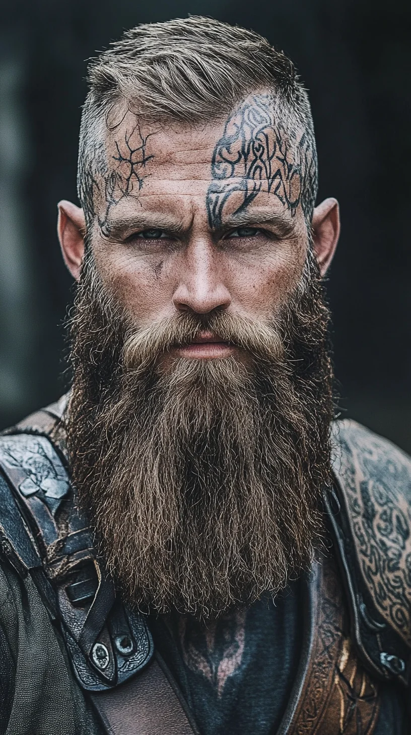 Embrace the Viking Spirit: The Bold Full Beard with Intricate Styling