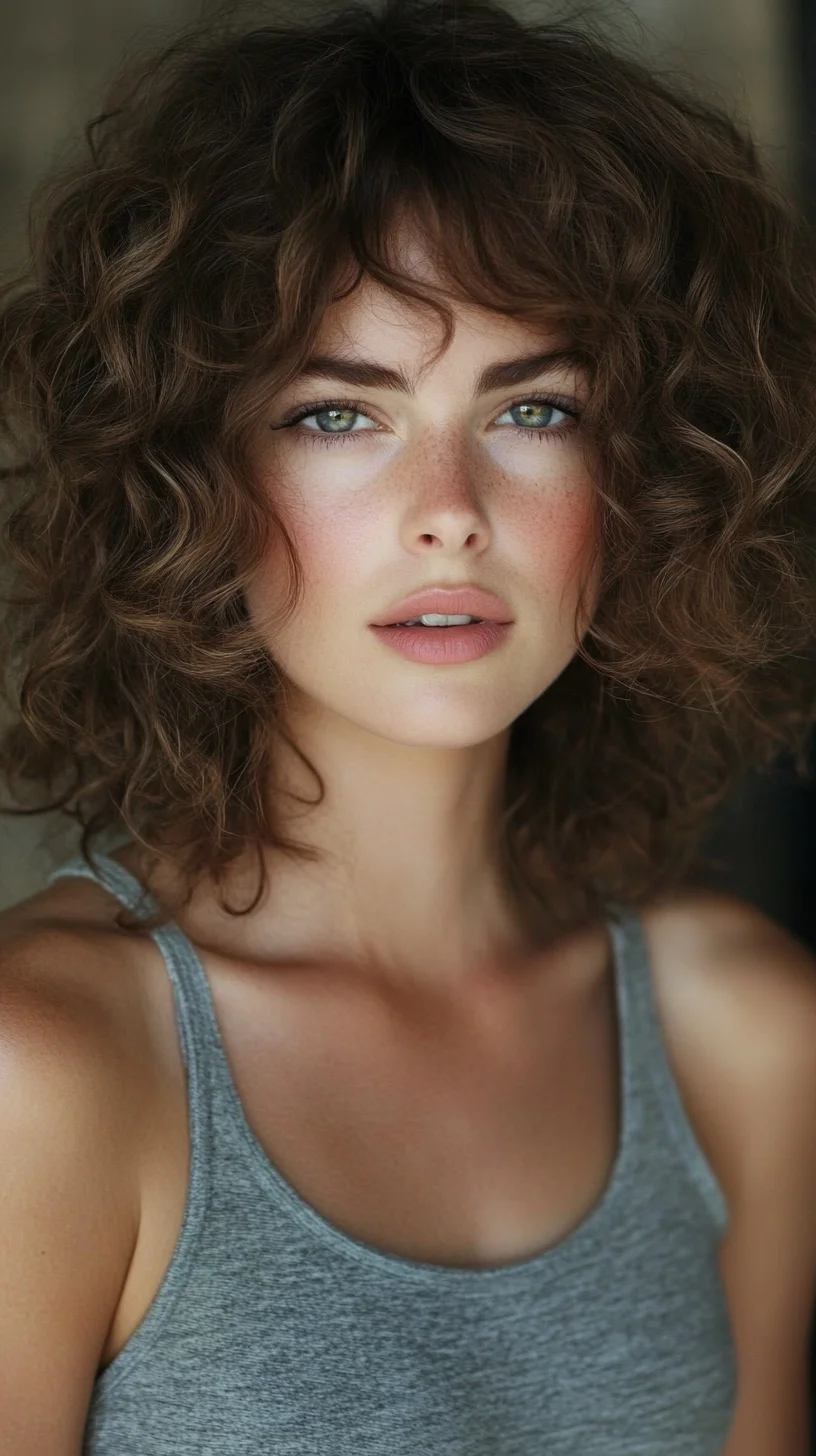 Embrace the Volume: Effortlessly Chic Curly Bob with Fringed Layers