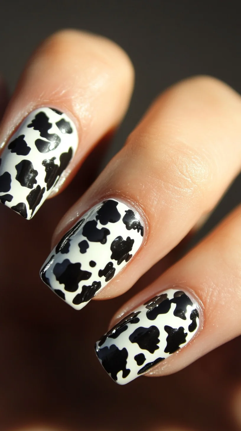 Embrace the Wild West with Chic Cow Print Nail Art