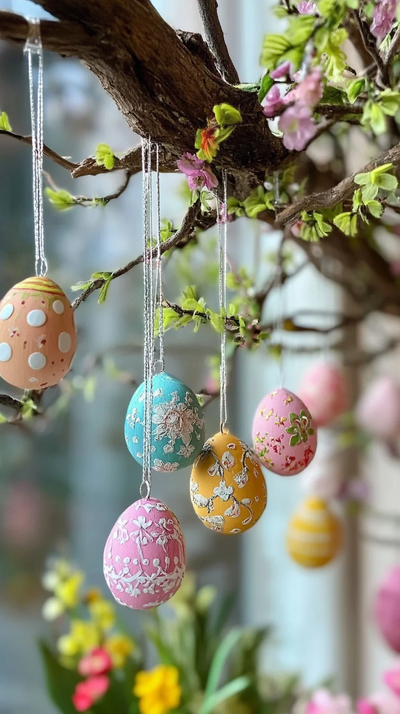 Embrace Whimsy: Celebrate Spring with Adorned Easter Eggs on Blossoming Branches