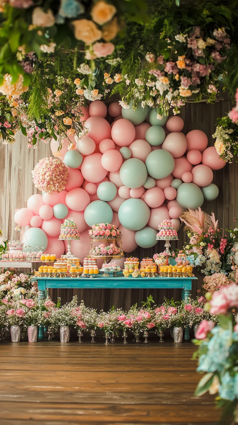 Embrace Whimsy with a Playful Pastel Balloon and Floral Celebration Style