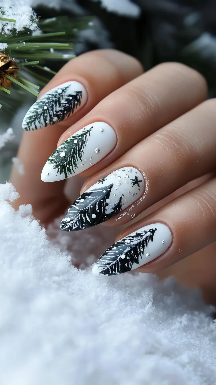 Embrace Winter Elegance with Stunning Forest-Inspired Nail Art