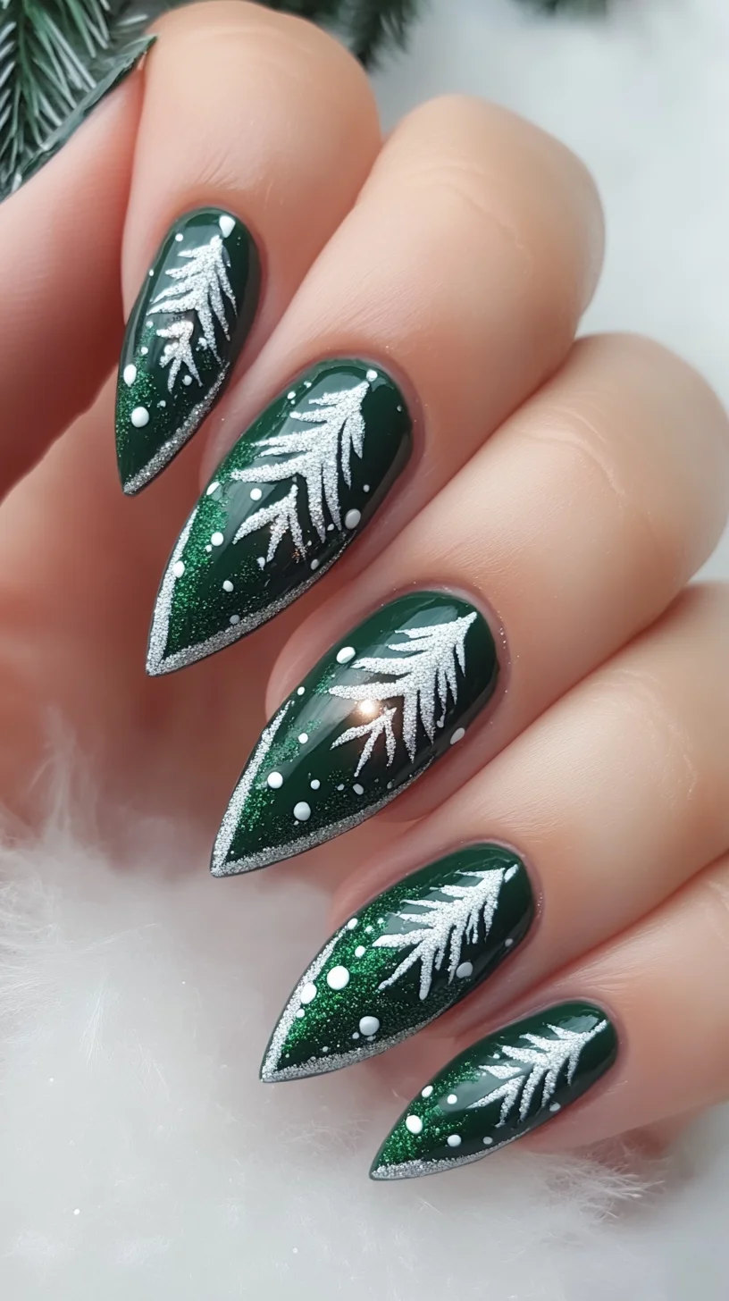 Enchanting Emerald Elegance: Holiday-Inspired Nail Art for a Glamorous Touch