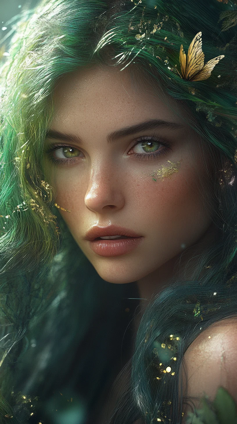 Enchanting Emerald Waves: A Captivating Hairstyle for Your Magical Transformation