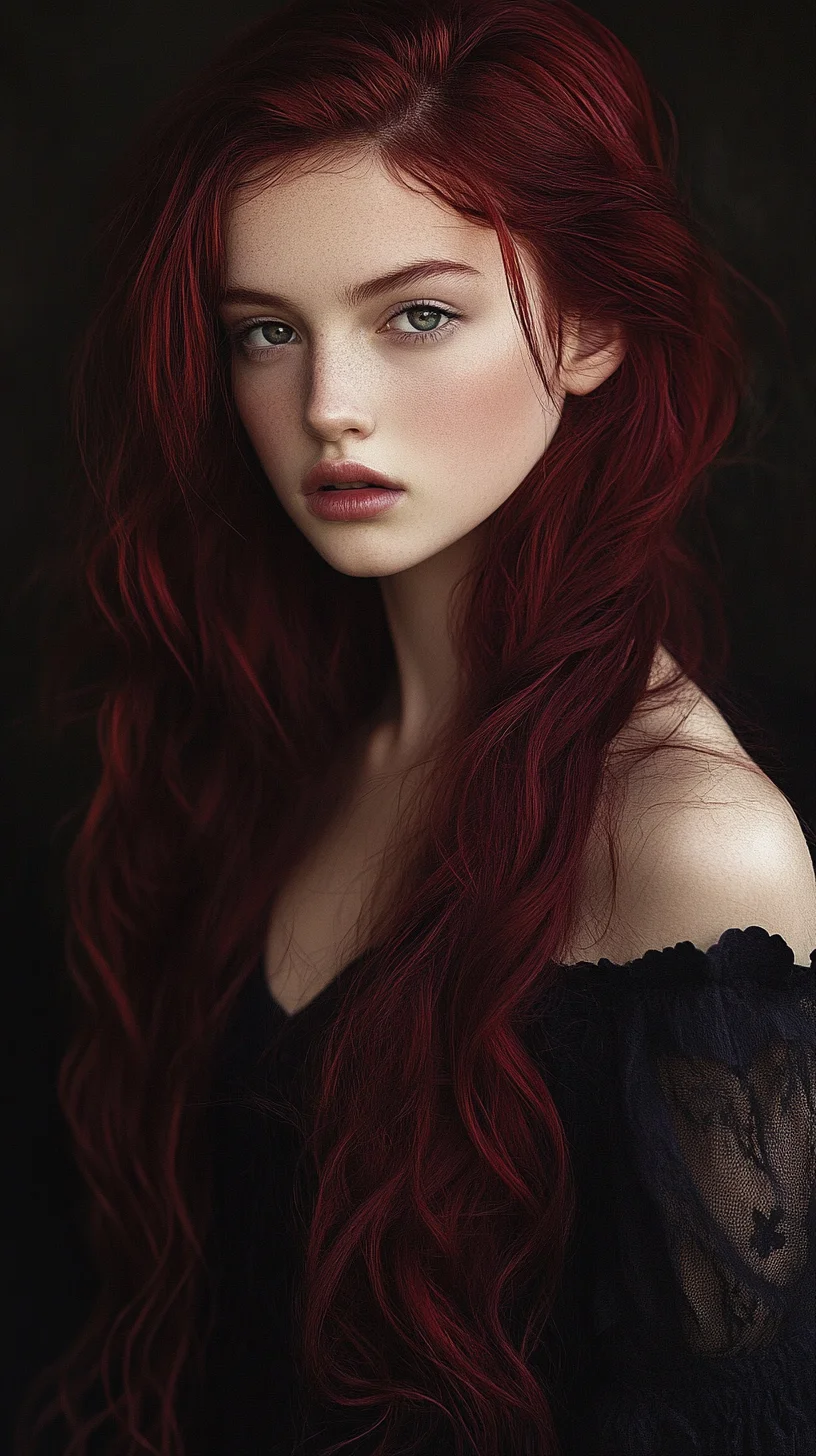 Enchanting Long Crimson Waves: A Bold Statement in Hair Fashion
